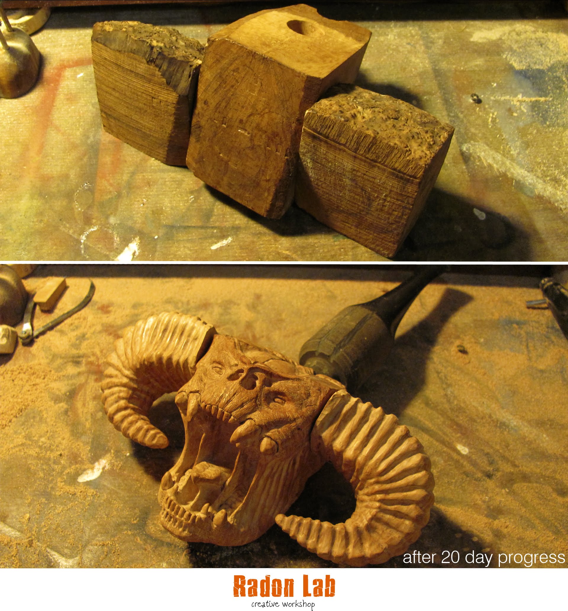 Balrog - wood carving - work in progress