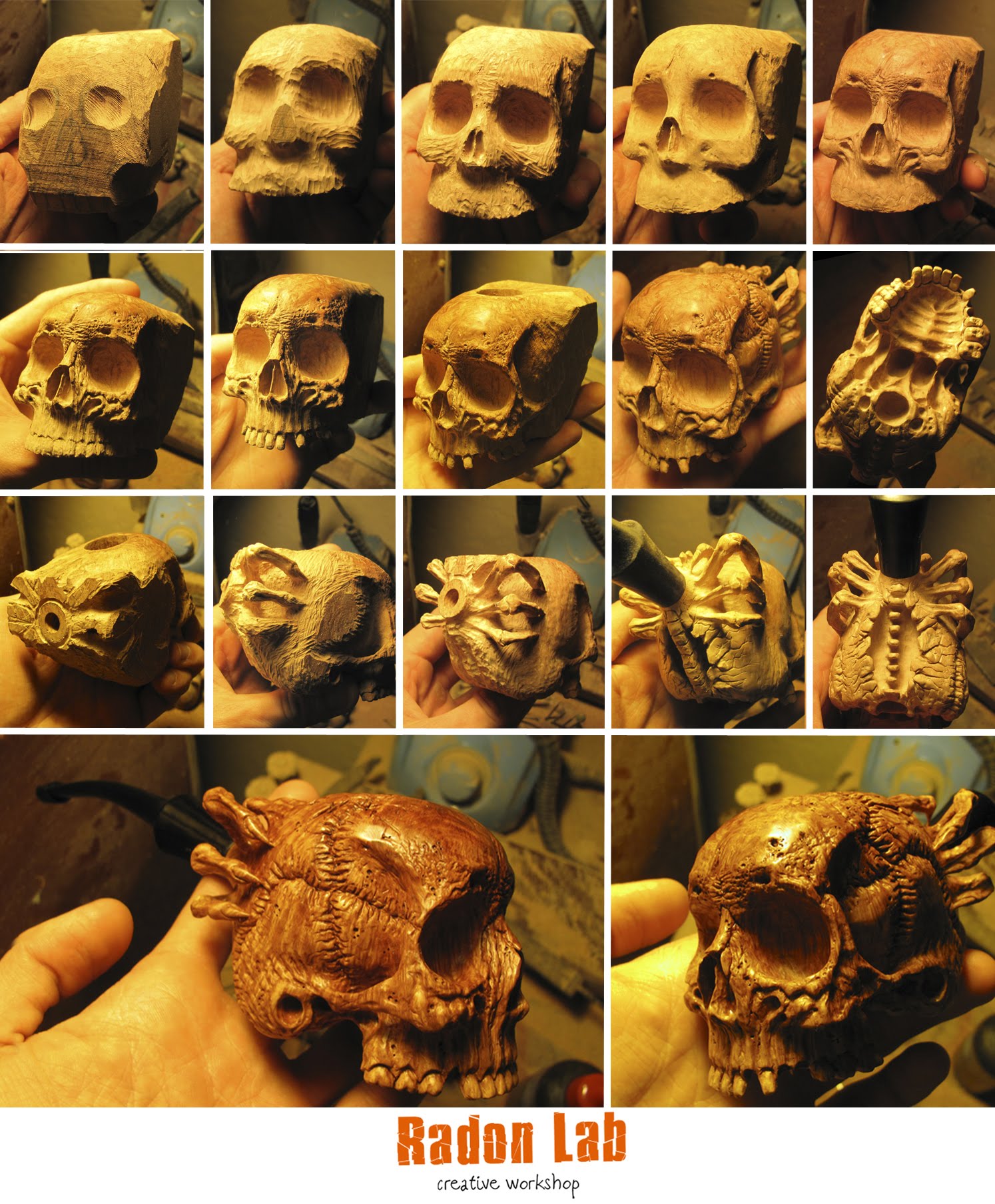 Skull -wood carving - work in progress