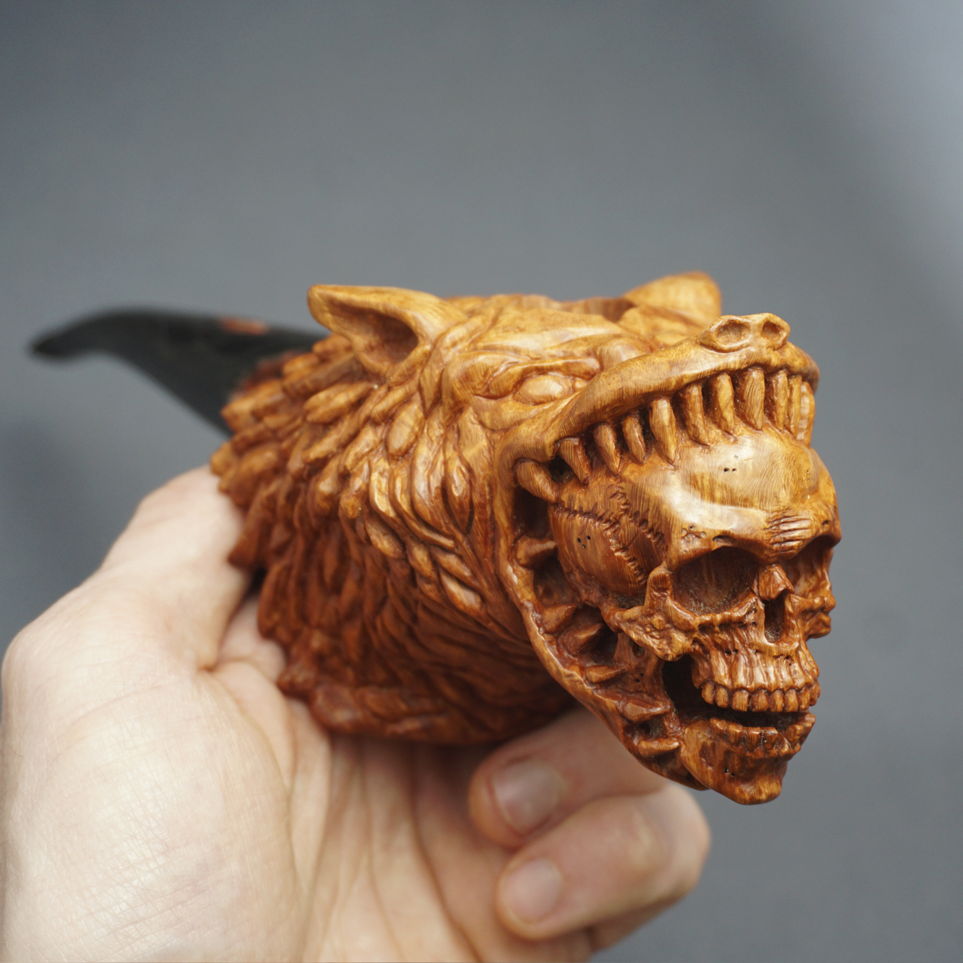 Wolf with Skull Pipe