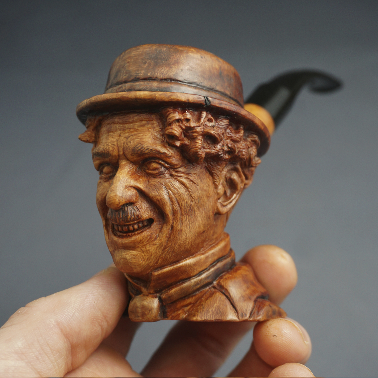 Charlie Chaplin Smoking Pipe