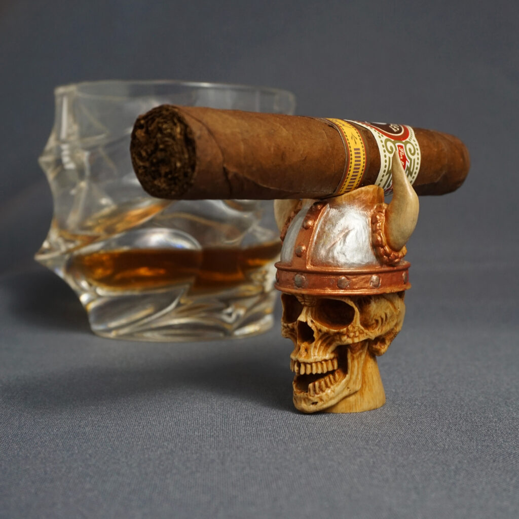 Viking skull cigar rest