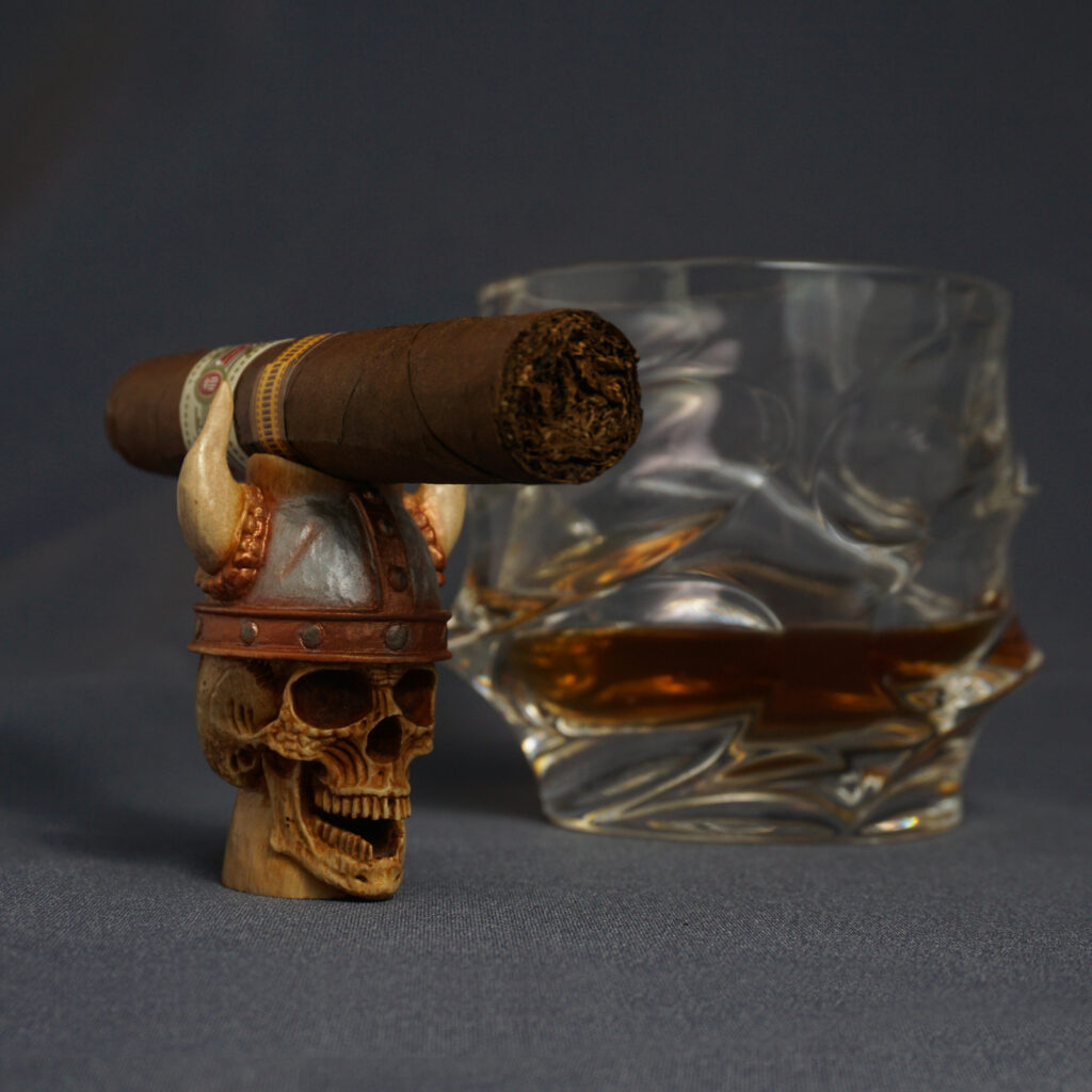 Viking skull cigar rest