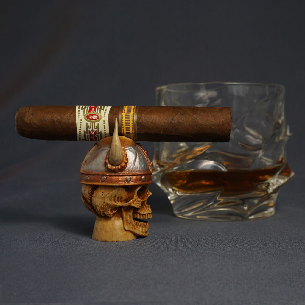 Viking skull cigar rest