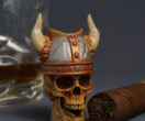 Viking skull cigar rest
