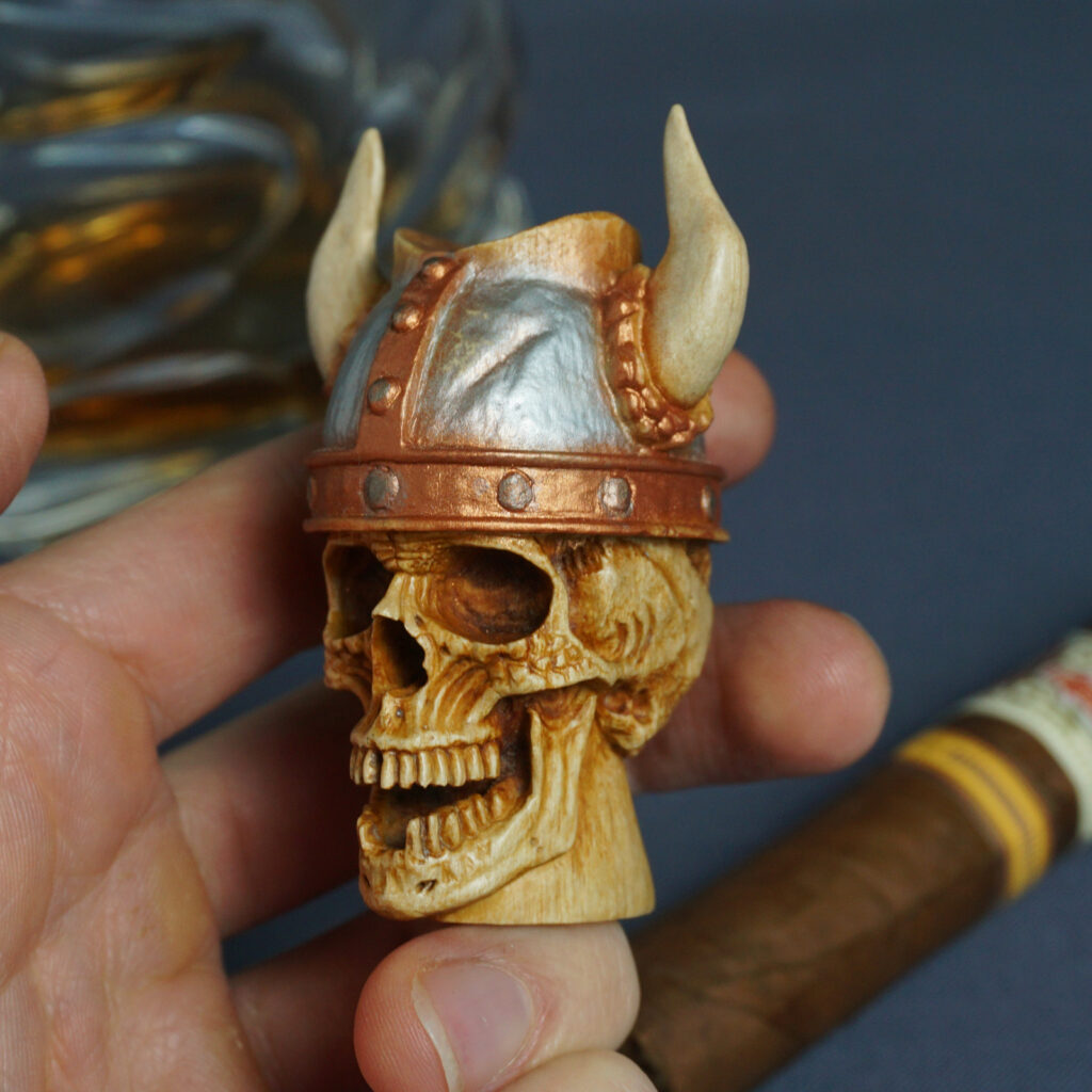 Viking skull cigar rest