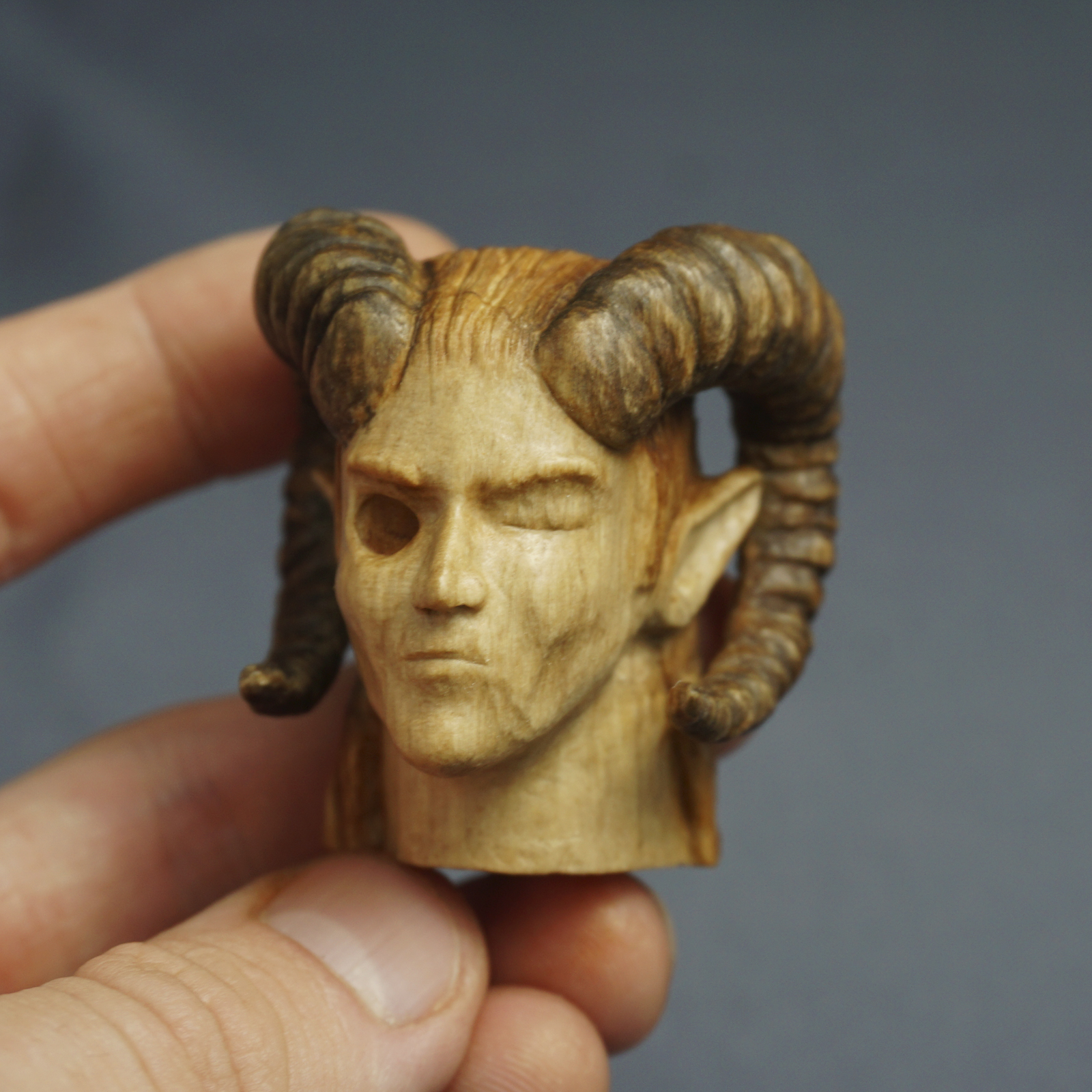 Druid. Carved wooden head