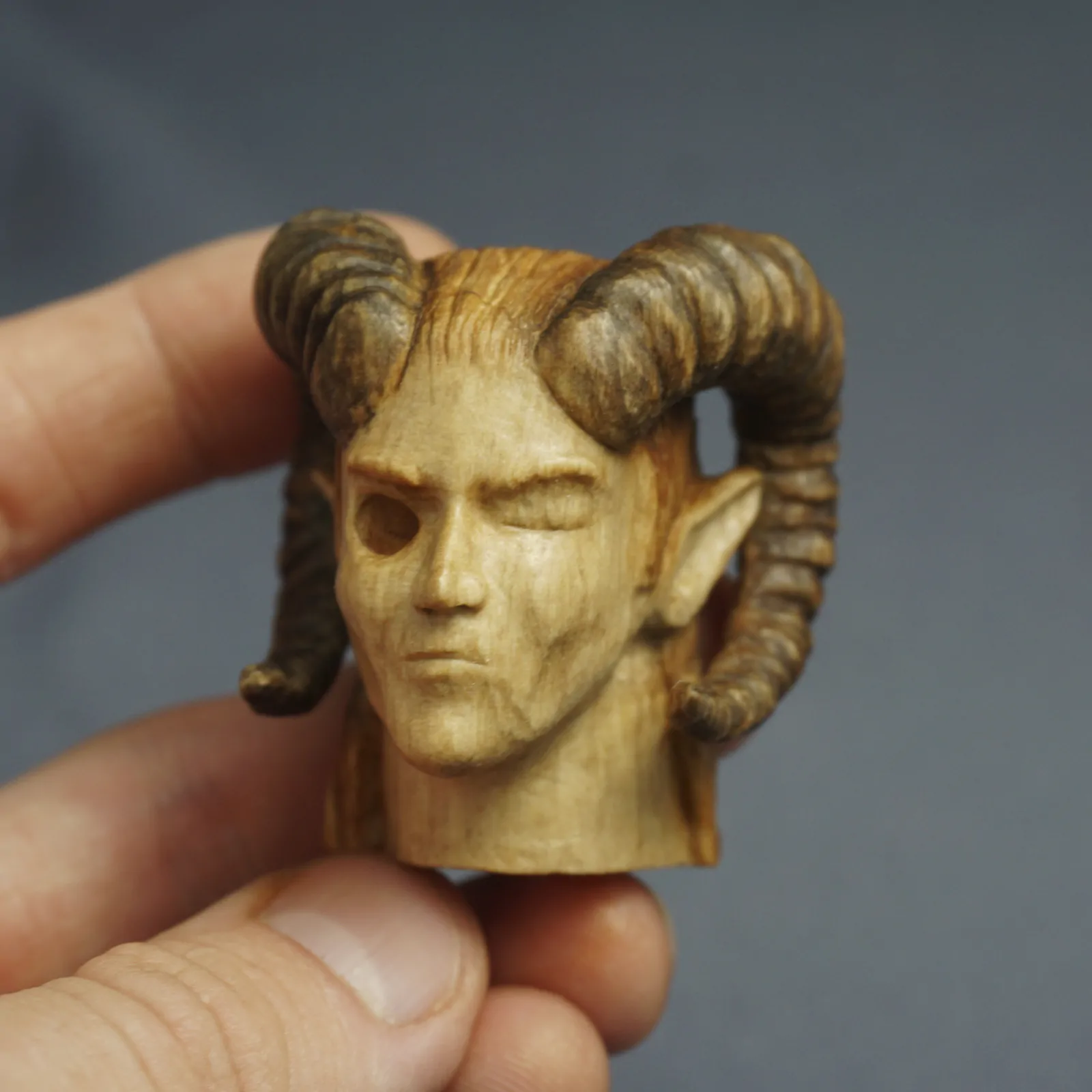 Druid. Carved wooden head